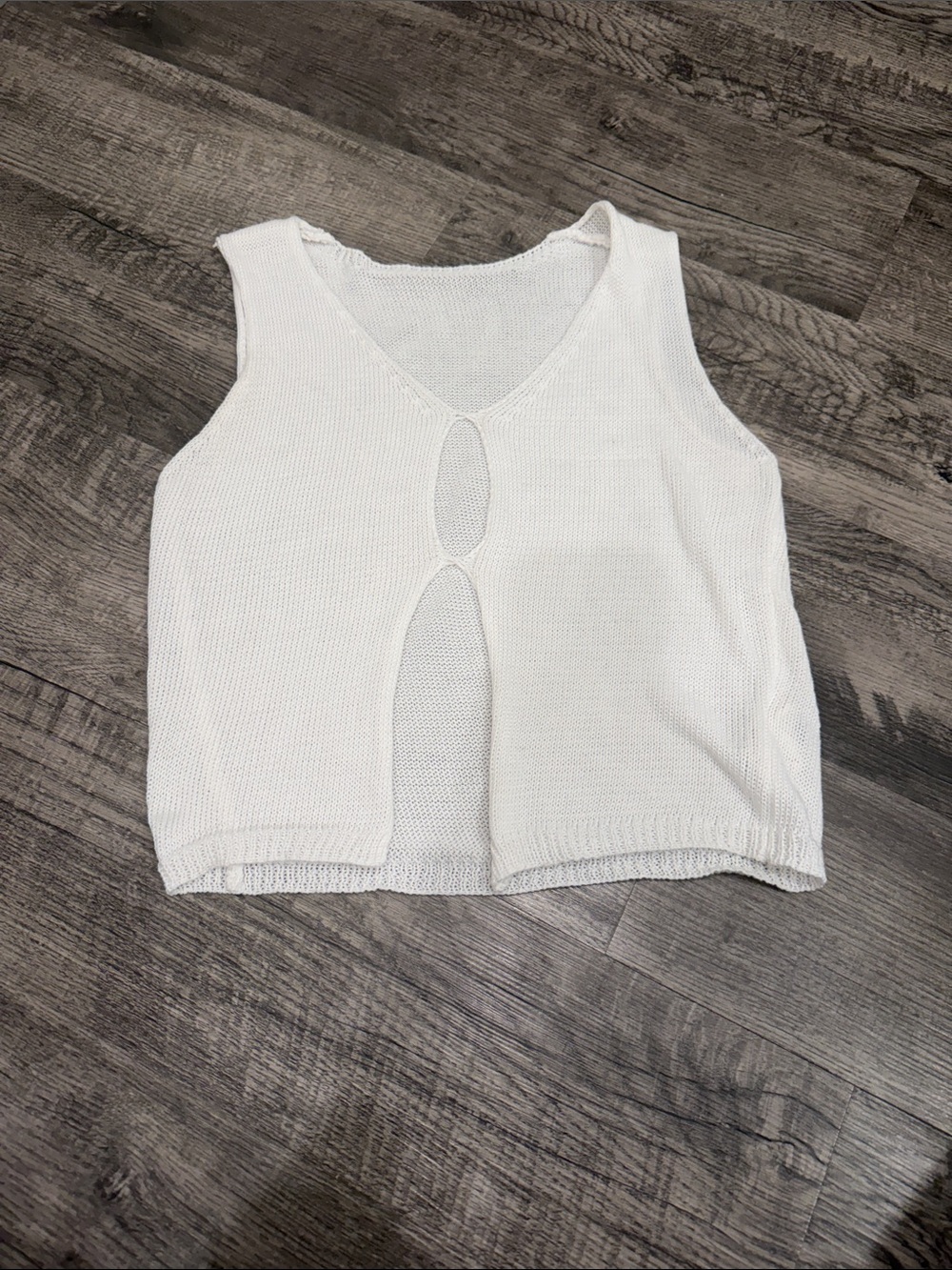 White Knit Keyhole Tank Top - Lightweight Summer Staple